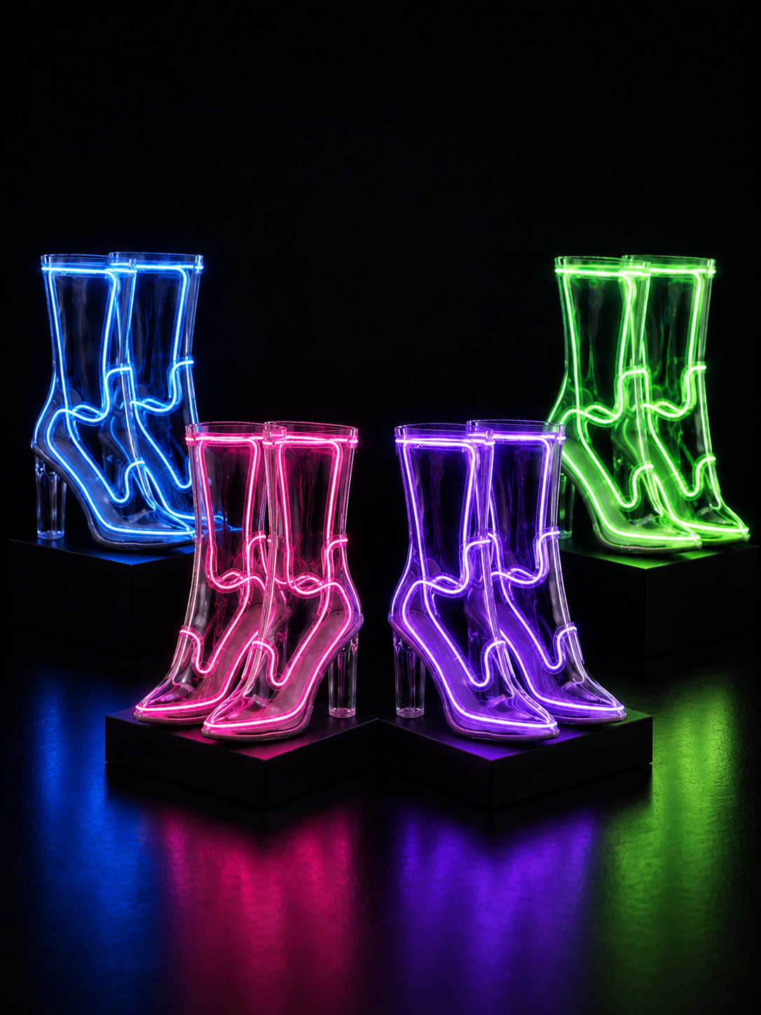 LED transparent cowboy boots